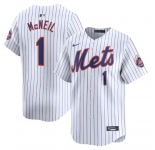 Men's New York Mets #1 Jeff McNeil White 2024 Home Limited Stitched Baseball Jersey