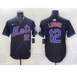Men's New York Mets #12 Francisco Lindor Black Alternate Limited Stitched Baseball Jersey