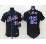 Men's New York Mets #12 Francisco Lindor Black Flex Base Stitched Jersey