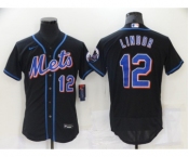 Men's New York Mets #12 Francisco Lindor Black Flex Base Stitched Jersey