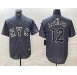 Men's New York Mets #12 Francisco Lindor Gray 2024 City Connect Cool Base Stitched Jersey