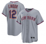 Men's New York Mets #12 Francisco Lindor Gray 2025 Limited Stitched Baseball Jersey