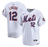 Men's New York Mets #12 Francisco Lindor White 2024 Home Limited Stitched Baseball Jersey