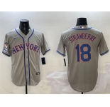 Men's New York Mets #18 Darryl Strawberry Grey 2025 Spring Training Cool Base Stitched Baseball Jersey