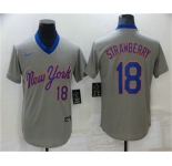 Men's New York Mets #18 Darryl Strawberry Grey Throwback Cooperstown Stitched MLB Cool Base Nike Jersey