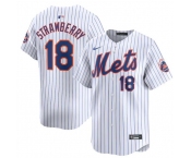 Men's New York Mets #18 Darryl Strawberry White 2024 Home Limited Stitched Baseball Jersey