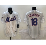 Men's New York Mets #18 Darryl Strawberry White 2025 Spring Training Cool Base Stitched Baseball Jersey