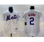 Men's New York Mets #2 Luisangel Acuna White Cool Base Stitched Baseball Jersey