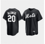 Men's New York Mets #20 Pete Alonso Black Cool Base Stitched Baseball Jersey