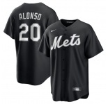 Men's New York Mets #20 Pete Alonso Black Lights Out Limited Stitched Baseball Jersey