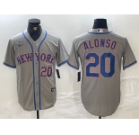 Men's New York Mets #20 Pete Alonso Grey Stitched Baseball Jersey