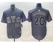 Men's New York Mets #20 Pete Alonso Number Grey 2024 City Connect Cool Base Stitched Jersey