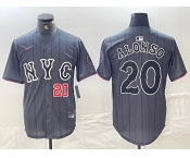 Men's New York Mets #20 Pete Alonso Number Grey 2024 City Connect Cool Base Stitched Jerseys