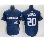 Men's New York Mets #20 Pete Alonso Number Royal 2023 All Star Cool Base Stitched Baseball Jersey