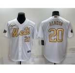 Men's New York Mets #20 Pete Alonso Number White 2022 All Star Stitched Cool Base Nike Jersey