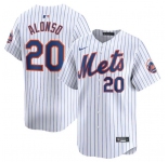 Men's New York Mets #20 Pete Alonso White 2024 Home Limited Stitched Baseball Jersey