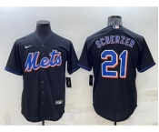 Men's New York Mets #21 Max Scherzer Black Stitched MLB Cool Base Nike Jersey