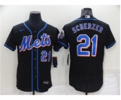 Men's New York Mets #21 Max Scherzer Black Stitched MLB Flex Base Nike Jersey