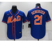 Men's New York Mets #21 Max Scherzer Blue Stitched MLB Cool Base Nike Jersey