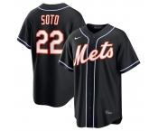 Men's New York Mets #22 Juan Soto 2026 Black Out Stitched Baseball Jersey