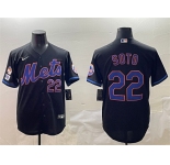 Men's New York Mets #22 Juan Soto Black 2025 Spring Training Cool Base Stitched Baseball Jersey