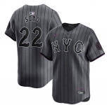 Men's New York Mets #22 Juan Soto Graphite 2024 City Connect Limited Stitched Baseball Jersey