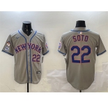 Men's New York Mets #22 Juan Soto Grey 2025 Spring Training Alternate Limited Stitched Baseball Jersey