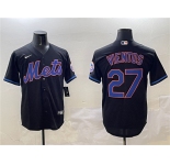 Men's New York Mets #27 Mark Vientos Black Cool Base Stitched Baseball Jersey