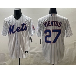 Men's New York Mets #27 Mark Vientos White Cool Base Stitched Baseball Jersey