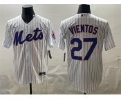 Men's New York Mets #27 Mark Vientos White Cool Base Stitched Baseball Jersey