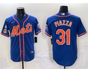 Men's New York Mets #31 Mike Piazza Blue With Patch Cool Base Stitched Baseball Jersey