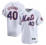 Men's New York Mets #40 Luis Severino White 2024 Home Limited Stitched Baseball Jersey