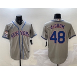 Men's New York Mets #48 Jacob DeGrom Grey 2025 Spring Training Cool Base Stitched Baseball Jersey