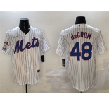 Men's New York Mets #48 Jacob DeGrom White 2025 Spring Training Cool Base Stitched Baseball Jersey