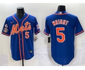 Men's New York Mets #5 David Wright Blue With Patch Cool Base Stitched Baseball Jersey