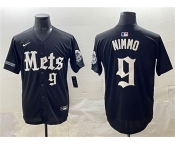 Men's New York Mets #9 Brandon Nimmo Black 'Gotham Gothic Edition' Vapor Premier Limited Stitched Baseball Jersey