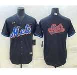 Men's New York Mets Big Logo Black Stitched MLB Cool Base Nike Jersey