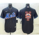 Men's New York Mets Big Logo Black Stitched MLB Cool Base Nike Jerseys