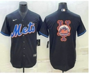 Men's New York Mets Big Logo Black Stitched MLB Cool Base Nike Jerseys