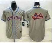 Men's New York Mets Big Logo Grey Cool Base Stitched Baseball Jersey