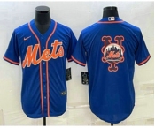 Men's New York Mets Big Logo Navy Blue Cool Base Stitched Baseball Jerseys