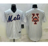 Men's New York Mets Big Logo White Cool Base Stitched Baseball Jersey