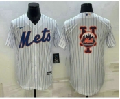 Men's New York Mets Big Logo White Cool Base Stitched Baseball Jersey