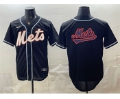 Men's New York Mets Team Big Logo 2026 Fashion Replica Black Out Stitched Baseball Jersey
