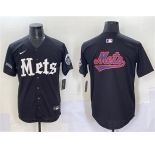 Men's New York Mets Team Big Logo Black 'Gotham Gothic Edition' Vapor Premier Limited Stitched Baseball Jersey