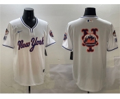 Men's New York Mets Team Big Logo White 2025 Spring Training Stitched Baseball Jersey
