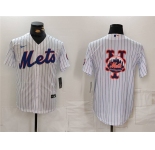 Men's New York Mets White Team Big Logo Cool Base Stitched Baseball Jersey