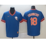 Men's Nike Majestic New York Mets #18 Darryl Strawberry Blue MLB M&N Jersey
