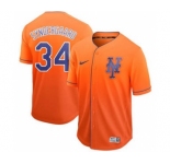 Men's Nike Mets #34 Noah Syndergaard Orange Fade Stitched Baseball Jersey