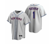 Men's Nike New York Mets #1 Amed Rosario Gray Road Stitched Baseball Jersey